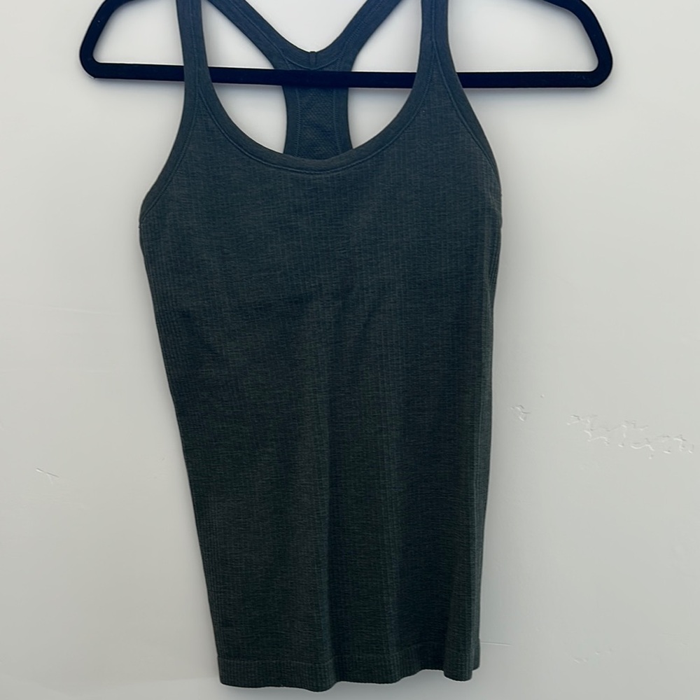 Lululemon Athletica Dark Green Fitted Backless Tank Top